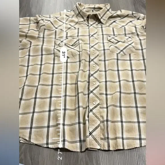 Vintage Wrangler‎ Plaid Pearl Snap Button Down Short Sleeve Western Shirt Sz 2XL